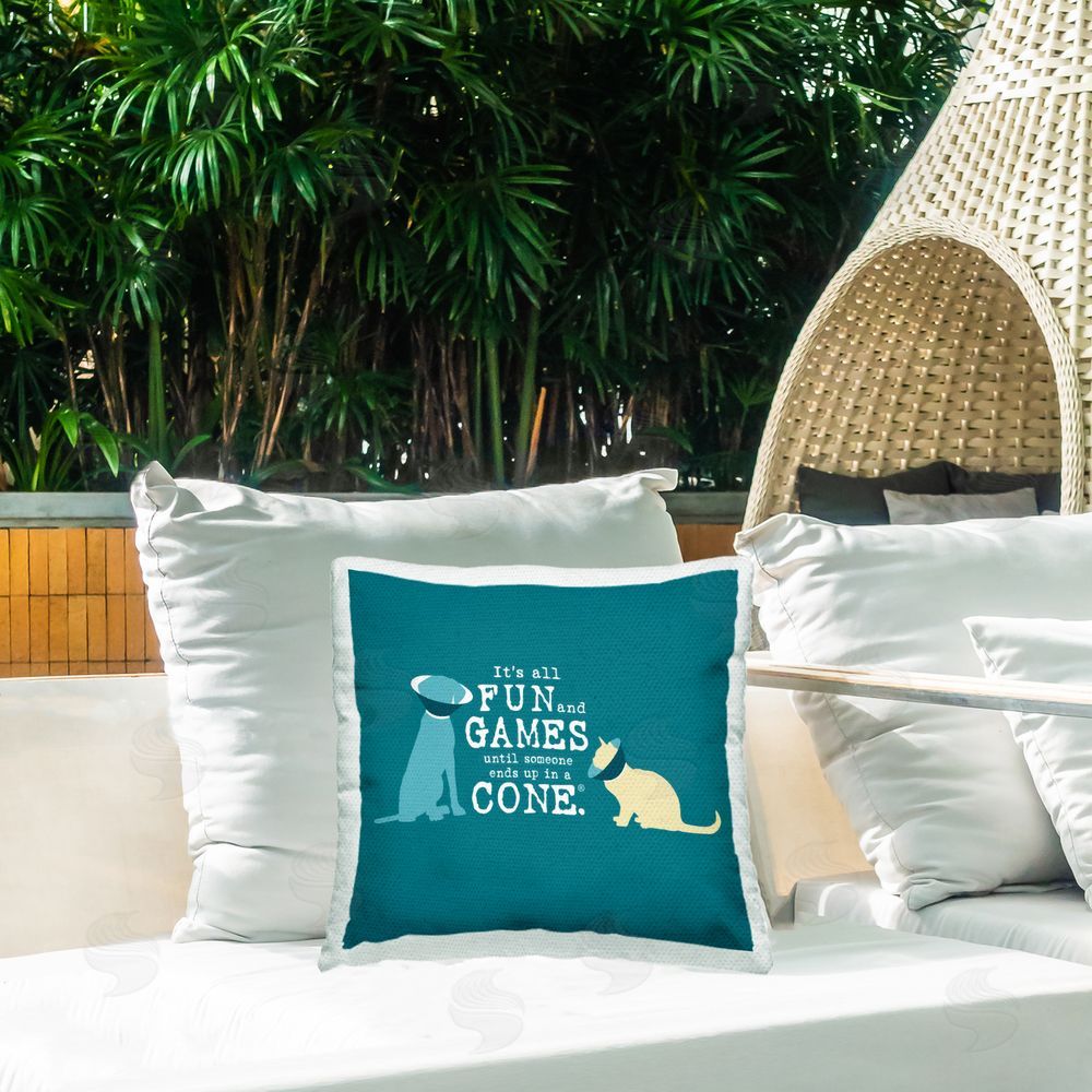 Dog is Good | Funny Cat & Dog Cone Printed Throw Pillow