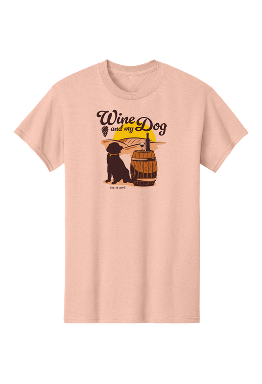 T-shirt: Wine and my Dog (Unisex, Dusty Rose)