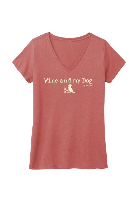 T-shirt: Wine and my Dog (Women, Blush Frost)