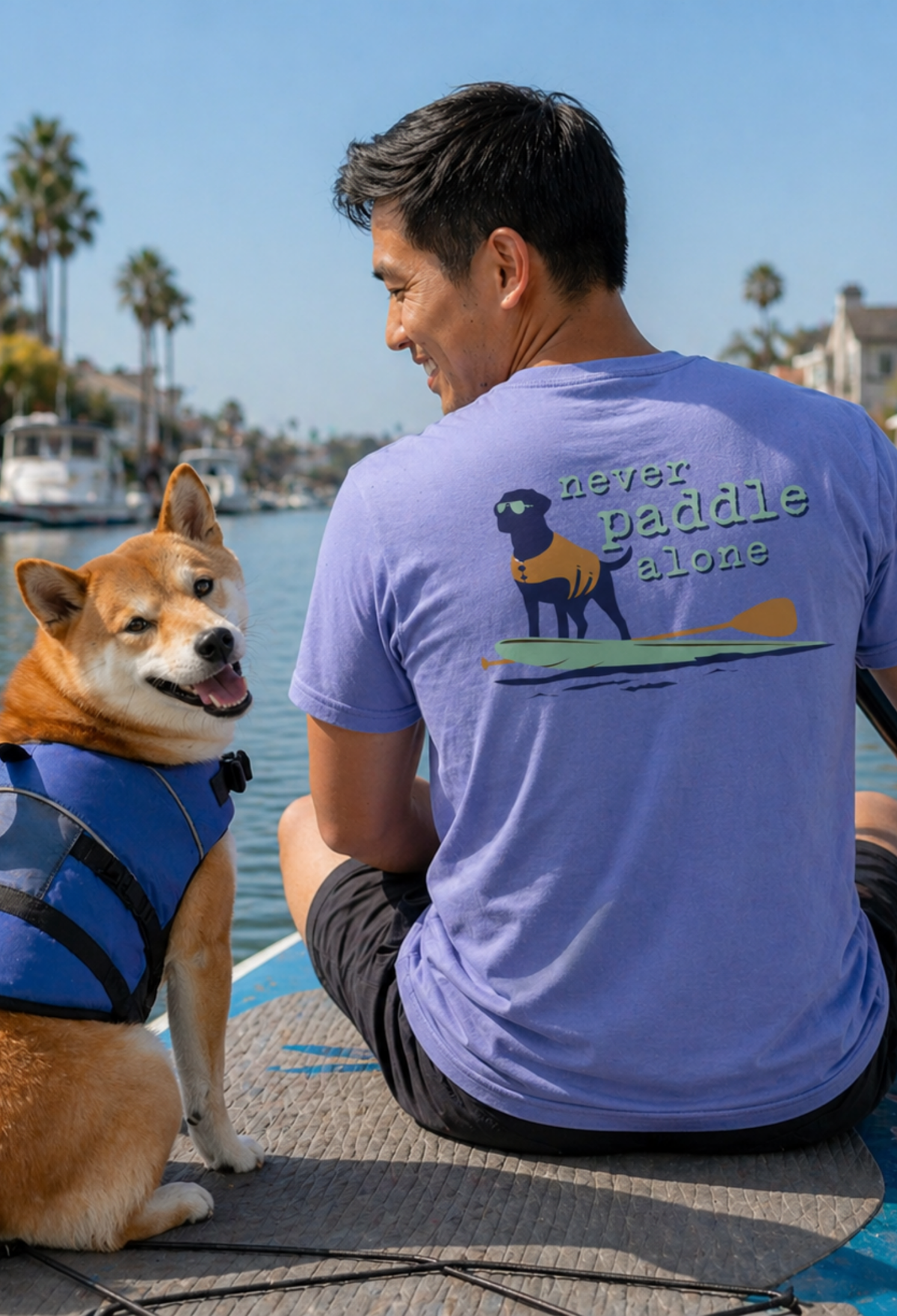 T-shirt: Never Paddle Alone (Periwinkle)