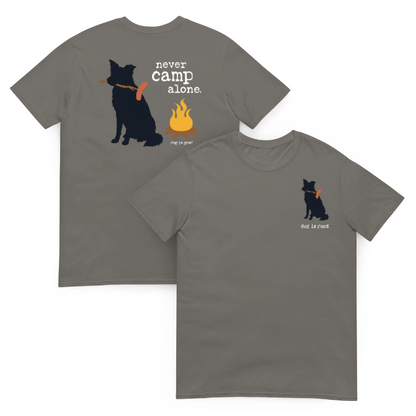 NEVER CAMP ALONE® T-shirt - Personalize Your Dog Breed