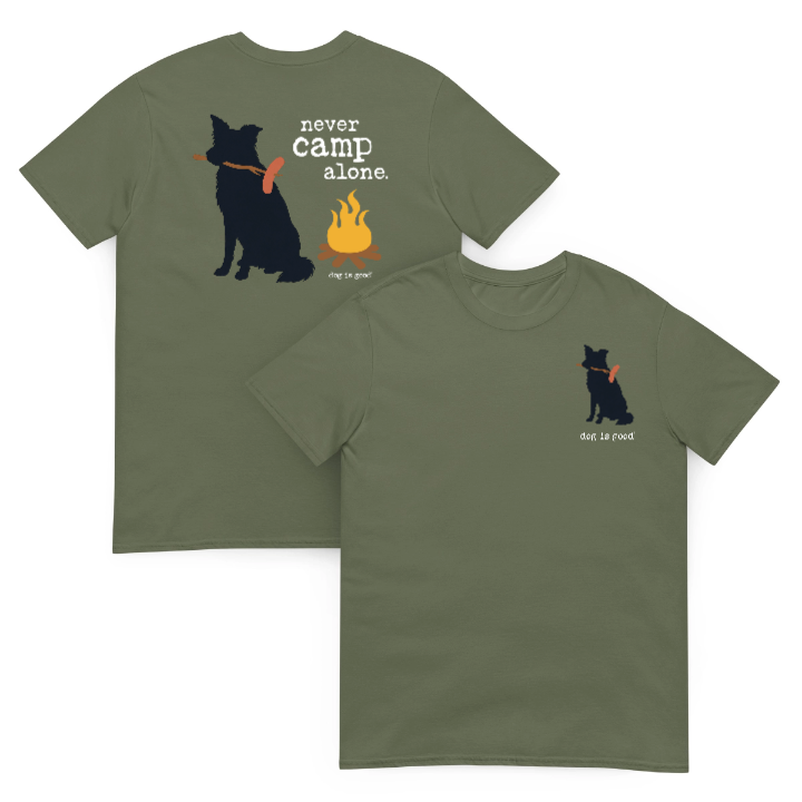 NEVER CAMP ALONE® T-shirt - Personalize Your Dog Breed
