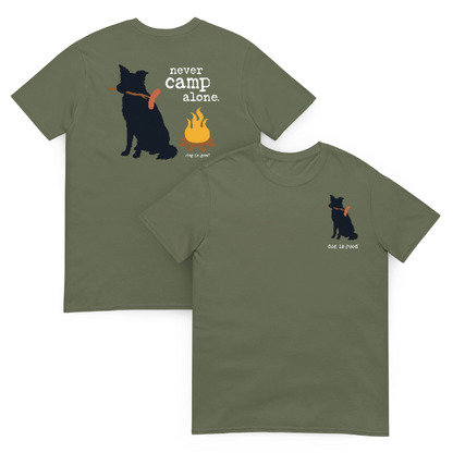 NEVER CAMP ALONE® T-shirt - Personalize Your Dog Breed