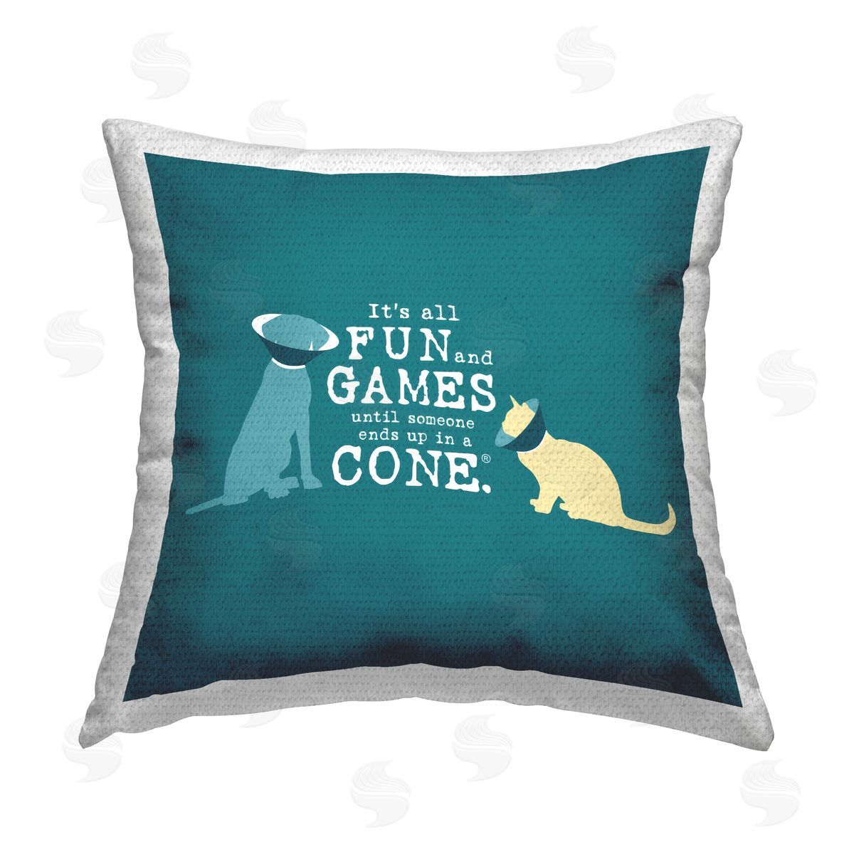 Dog is Good | Funny Cat & Dog Cone Printed Throw Pillow