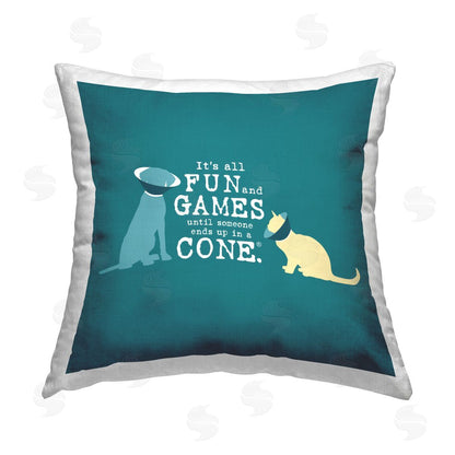 Dog is Good | Funny Cat & Dog Cone Printed Throw Pillow