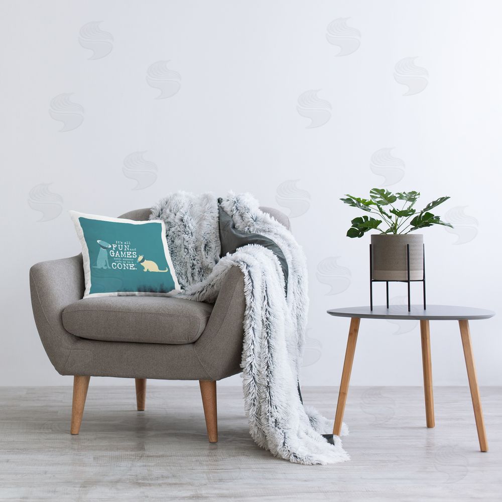 Dog is Good | Funny Cat & Dog Cone Printed Throw Pillow