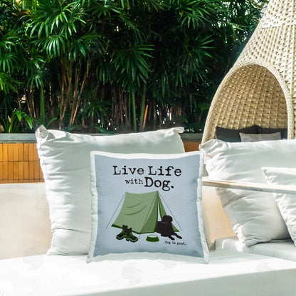 Dog is Good | Camping with Dog Printed Throw Pillow