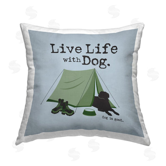 Dog is Good | Camping with Dog Printed Throw Pillow