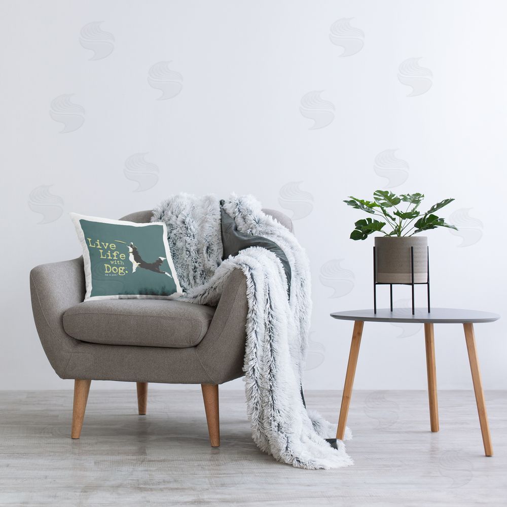 Dog is Good | Dog Playing Fetch Phrase Printed Throw Pillow