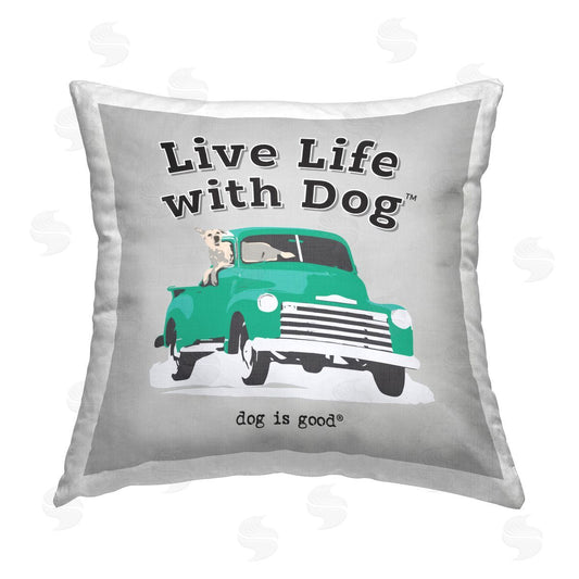 Dog is Good | Dog in Pickup Truck Printed Throw Pillow